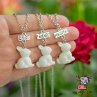 Кулон для троих друзей "Best Friends Forever. Белые зайчики"